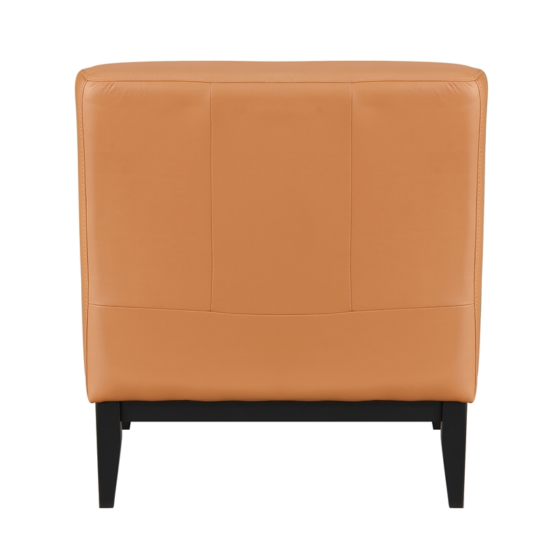Pemberly Row Contemporary Leather Accent Chair in Orange Finish