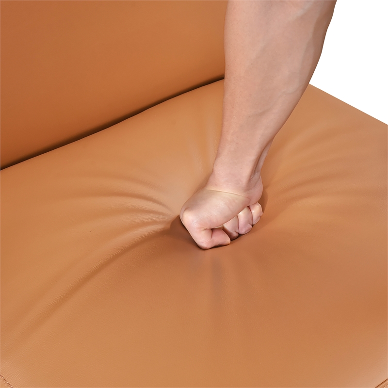 Pemberly Row Contemporary Leather Accent Chair in Orange Finish