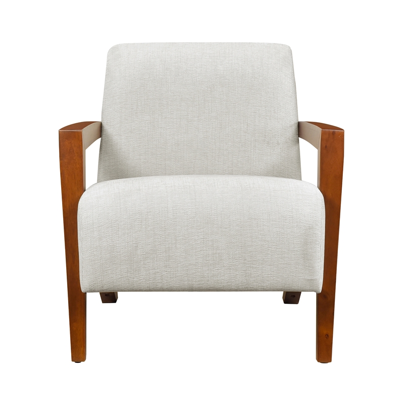 Pemberly Row Mid-Century Chenille Accent Chair in Beige Finish