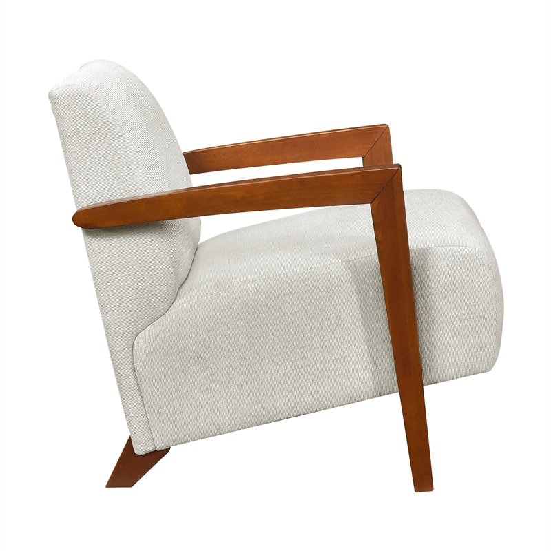 Pemberly Row Mid-Century Chenille Accent Chair in Beige Finish