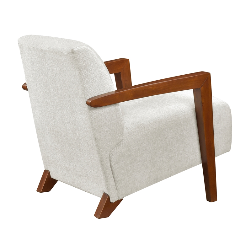 Pemberly Row Mid-Century Chenille Accent Chair in Beige Finish