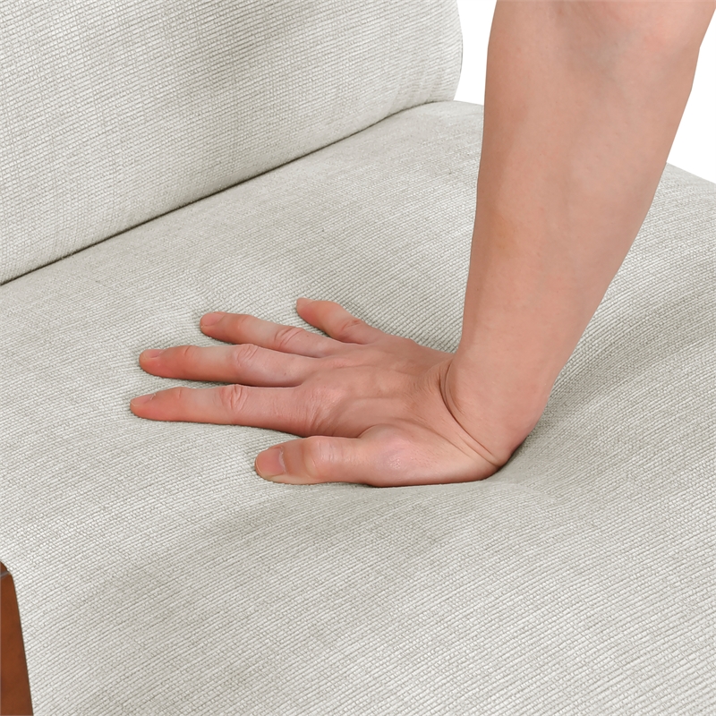Pemberly Row Mid-Century Chenille Accent Chair in Beige Finish