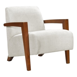 Pemberly Row Mid-Century Chenille Accent Chair in Beige Finish