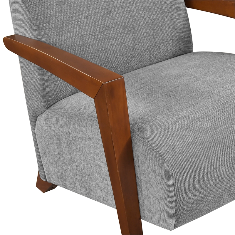 Pemberly Row Mid-Century Chenille Accent Chair in Gray Finish