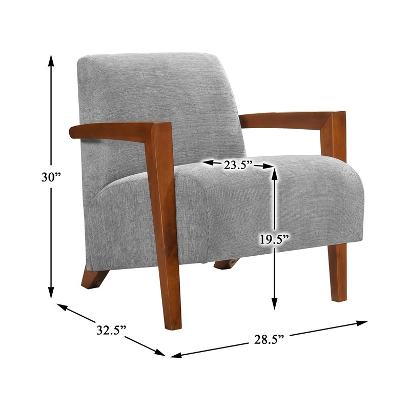 Pemberly Row Mid-Century Chenille Accent Chair in Gray Finish