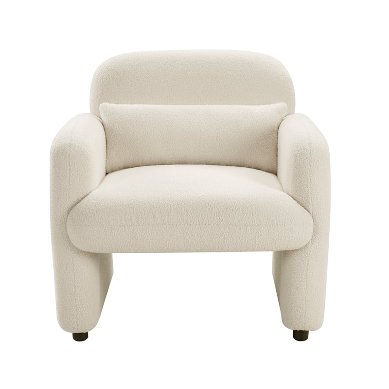 Pemberly Row Contemporary Boucle Accent Chair in Beige Finish