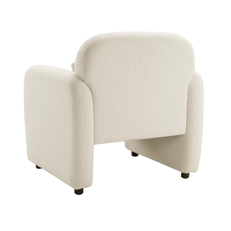 Pemberly Row Contemporary Boucle Accent Chair in Beige Finish