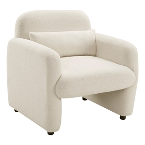 Pemberly Row Contemporary Boucle Accent Chair in Beige Finish