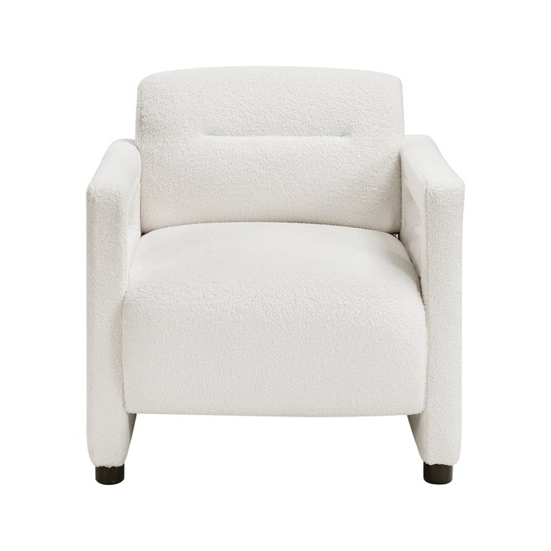 Pemberly Row Contemporary Boucle Accent Chair in Beige Finish