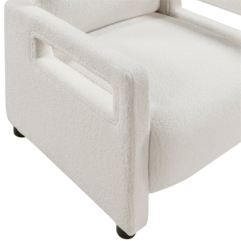 Pemberly Row Contemporary Boucle Accent Chair in Beige Finish