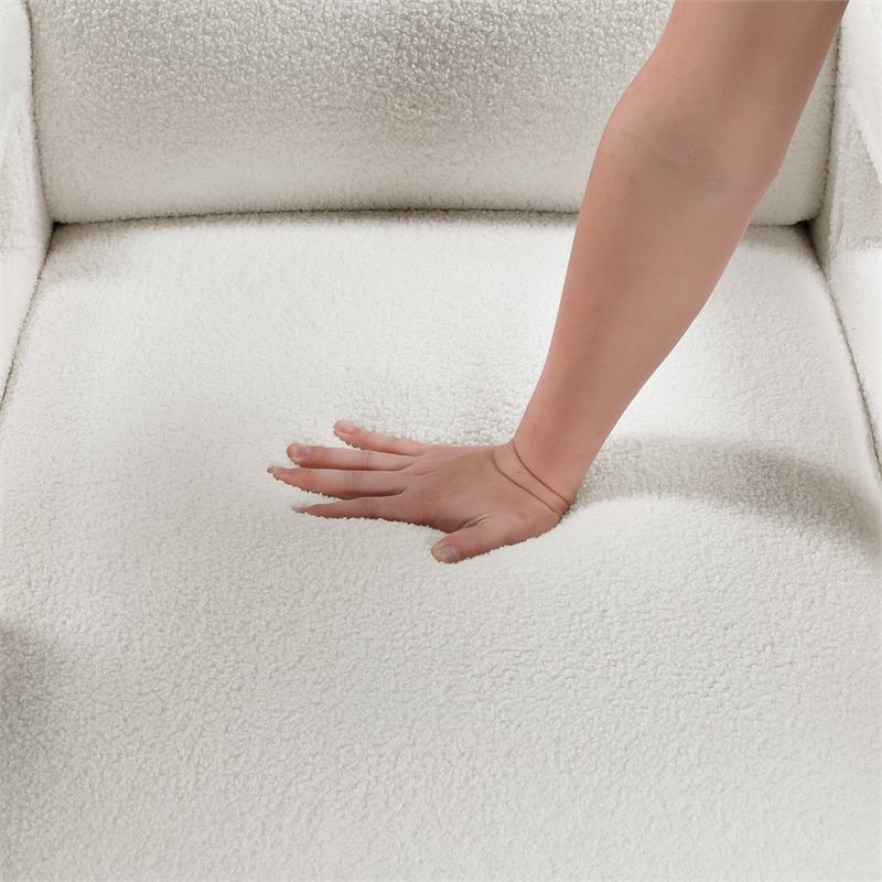 Pemberly Row Contemporary Boucle Accent Chair in Beige Finish