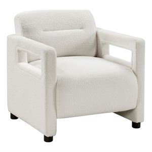Pemberly Row Contemporary Boucle Accent Chair in Beige Finish