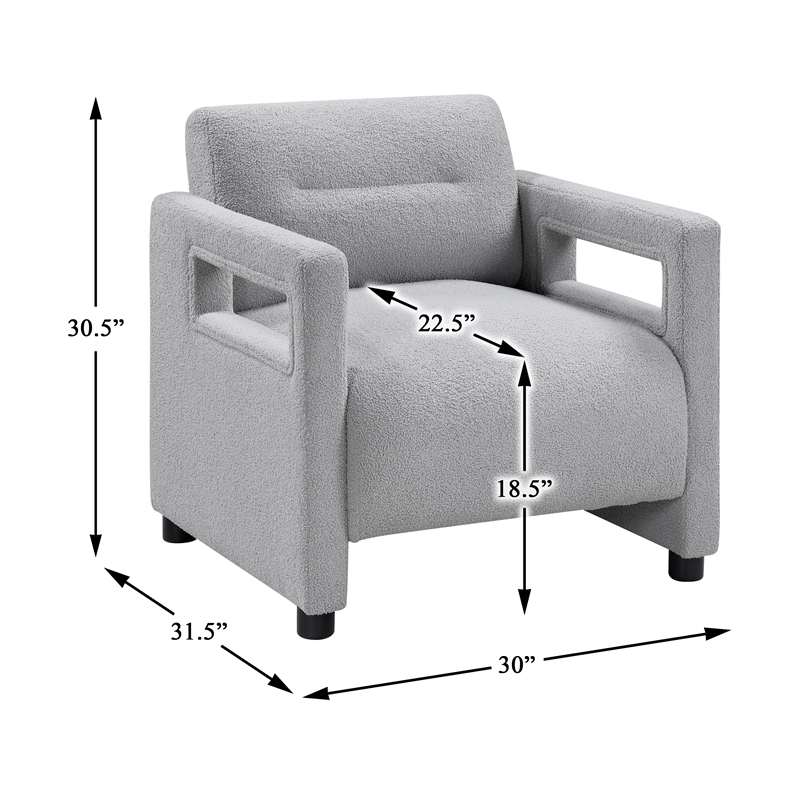 Pemberly Row Contemporary Boucle Accent Chair in Gray Finish