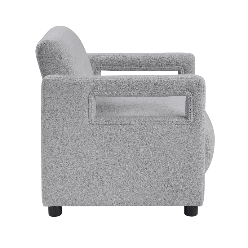 Pemberly Row Contemporary Boucle Accent Chair in Gray Finish