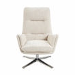 Pemberly Row Contemporary Chenille Swivel Chair with Ottoman in Beige