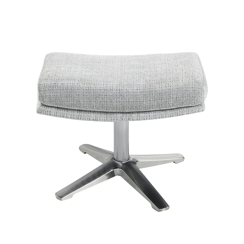 Pemberly Row Contemporary Chenille Swivel Chair with Ottoman in Gray