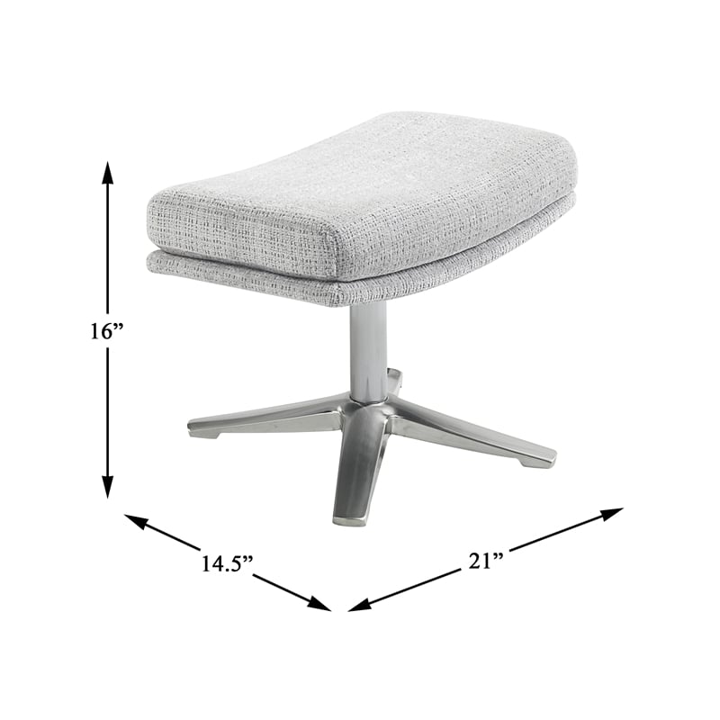 Pemberly Row Contemporary Chenille Swivel Chair with Ottoman in Gray