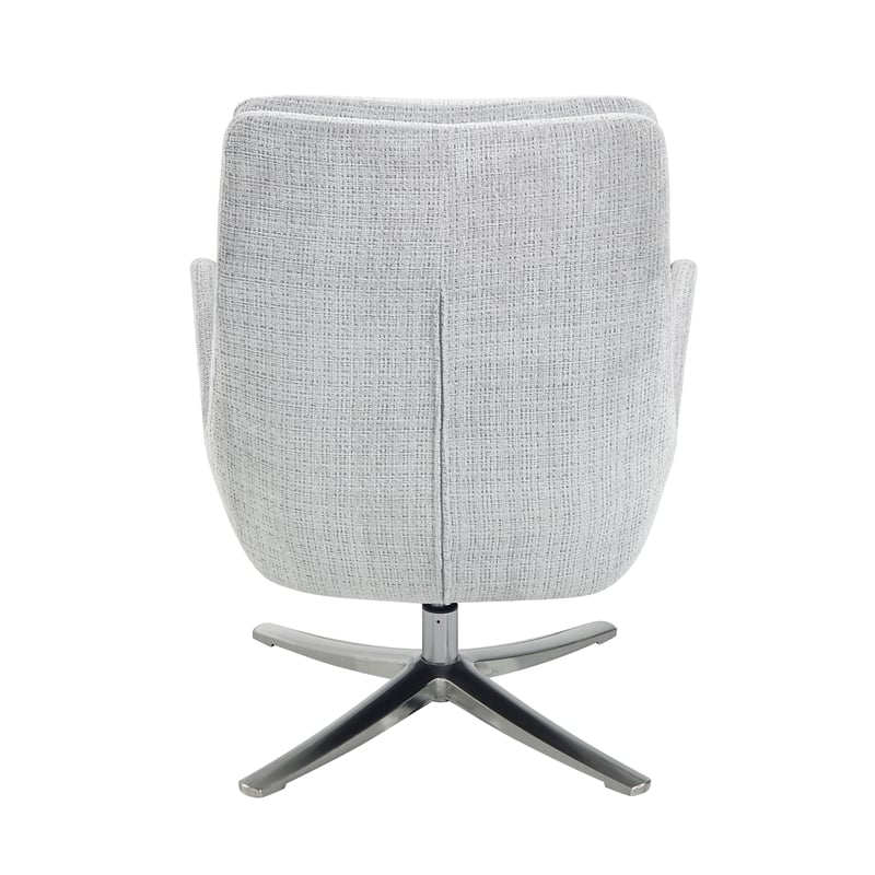 Pemberly Row Contemporary Chenille Swivel Chair with Ottoman in Gray
