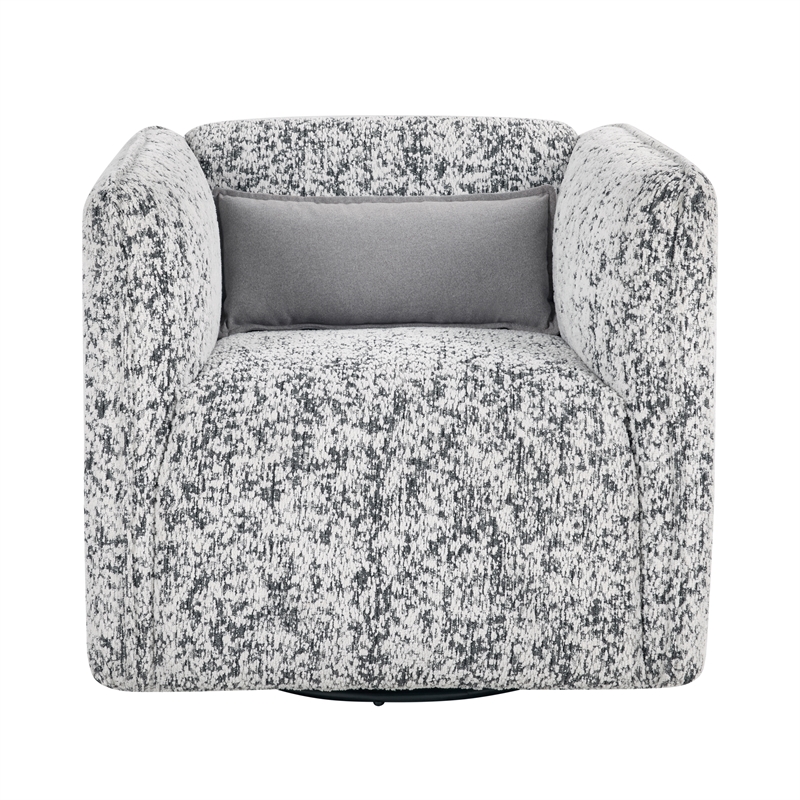 Pemberly Row Contemporary Jacquard Swivel Chair in Gray Finish