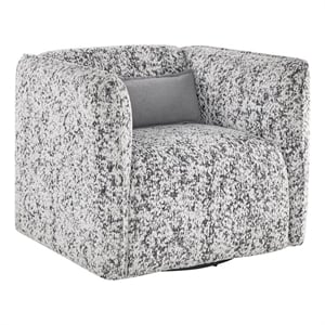 Pemberly Row Contemporary Jacquard Swivel Chair in Gray Finish