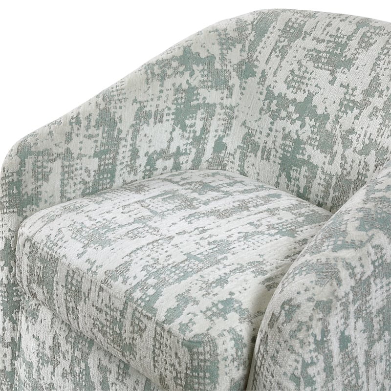Pemberly Row Traditional Jacquard Swivel Chair in Green Finish