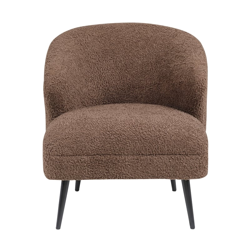 Pemberly Row Contemporary Boucle Accent Chair in Brown Finish