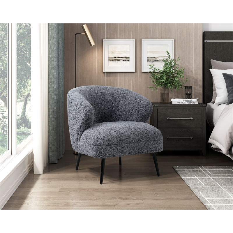 Pemberly Row Contemporary Boucle Accent Chair in Dark Gray Finish
