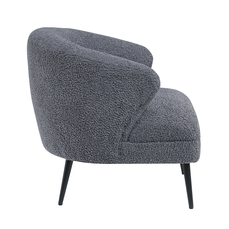 Pemberly Row Contemporary Boucle Accent Chair in Dark Gray Finish
