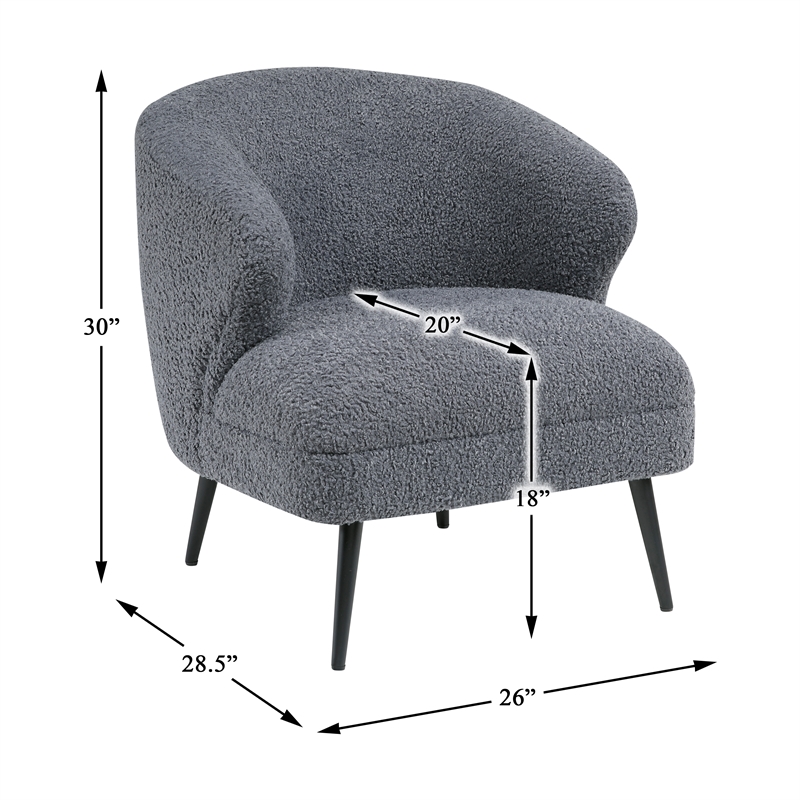 Pemberly Row Contemporary Boucle Accent Chair in Dark Gray Finish