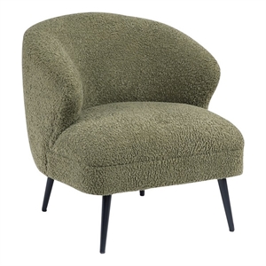 Pemberly Row Contemporary Boucle Accent Chair in Green Finish