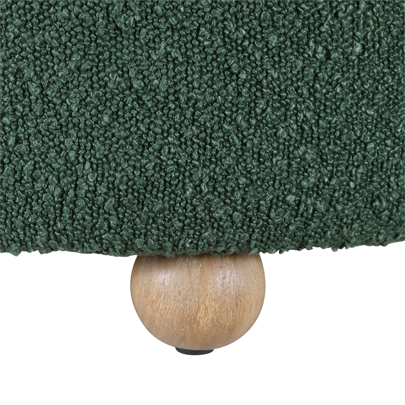 Pemberly Row Contemporary Boucle Swivel Chair with Ottoman in Green
