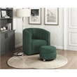 Pemberly Row Contemporary Boucle Swivel Chair with Ottoman in Green