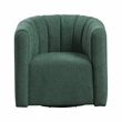 Pemberly Row Contemporary Boucle Swivel Chair with Ottoman in Green