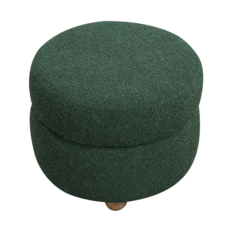 Pemberly Row Contemporary Boucle Swivel Chair with Ottoman in Green