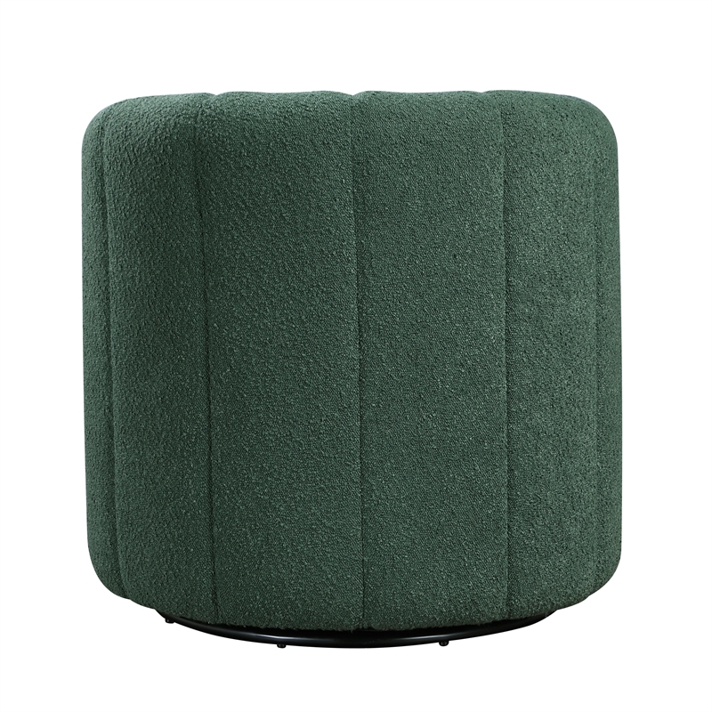 Pemberly Row Contemporary Boucle Swivel Chair with Ottoman in Green