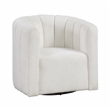 Pemberly Row Boucle Fabric Swivel Chair with Ottoman in White