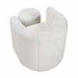 Pemberly Row Boucle Fabric Swivel Chair with Ottoman in White