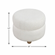 Pemberly Row Boucle Fabric Swivel Chair with Ottoman in White