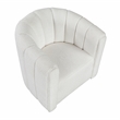 Pemberly Row Boucle Fabric Swivel Chair with Ottoman in White