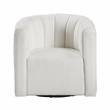 Pemberly Row Boucle Fabric Swivel Chair with Ottoman in White