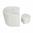 Pemberly Row Boucle Fabric Swivel Chair with Ottoman in White