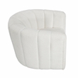 Pemberly Row Boucle Fabric Swivel Chair with Ottoman in White
