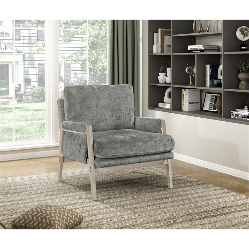 Pemberly Row Contemporary Chenille Accent Chair in Brownish Gray