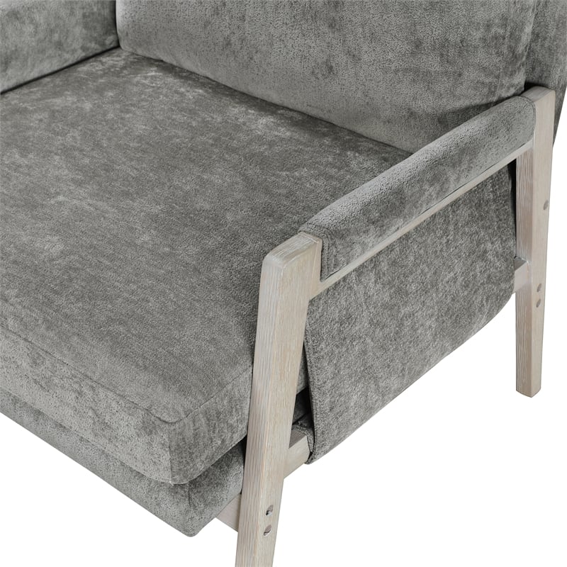 Pemberly Row Contemporary Chenille Accent Chair in Brownish Gray