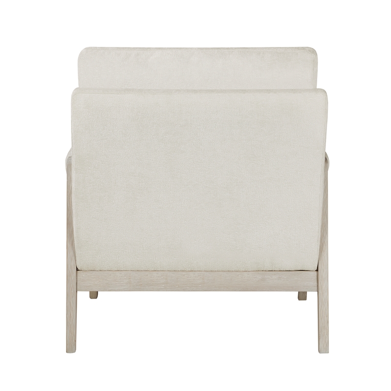 Pemberly Row Contemporary Chenille Accent Chair in Cream Finish