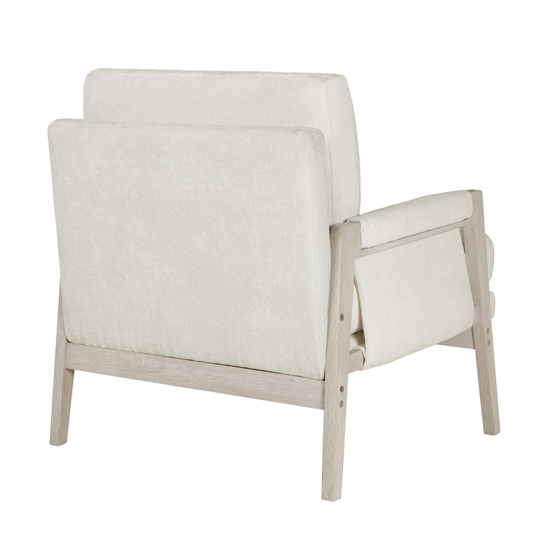 Pemberly Row Contemporary Chenille Accent Chair in Cream Finish