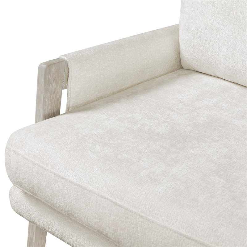 Pemberly Row Contemporary Chenille Accent Chair in Cream Finish