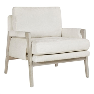 Pemberly Row Contemporary Chenille Accent Chair in Cream Finish