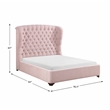 Pemberly Row Contemporary Chenille Queen Upholstery Bed in Pink