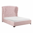 Pemberly Row Contemporary Chenille Full Upholstery Bed in Pink